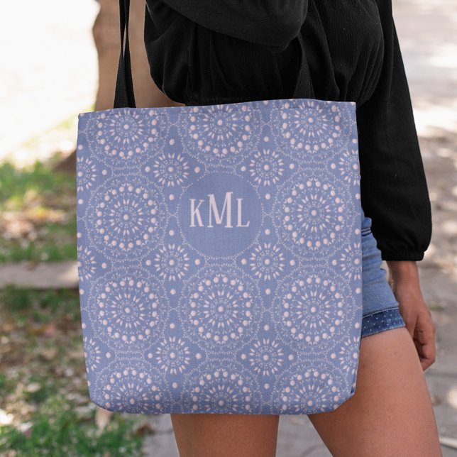 Tote Bag Monogramme Moderne Design rose et violet (Créateur téléchargé)