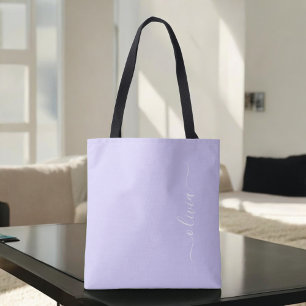 Tote Bag Monogramme Moderne Écriture Féminine Violet Lavand