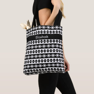 Tote Bag Monogramme moderne sur mesure initial noir blanc é