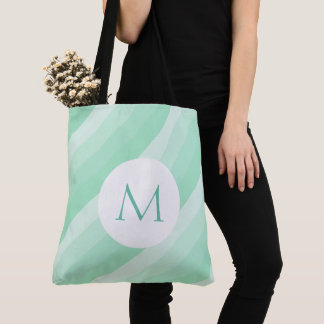 Tote Bag Monogramme Monnaie vert rayé Modèle personnalisé