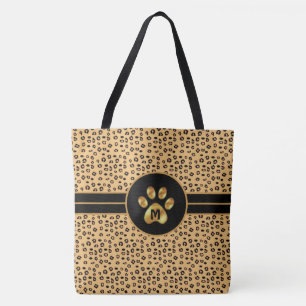 Tote Bag Monogramme & Motif élégant de tigre & Paw