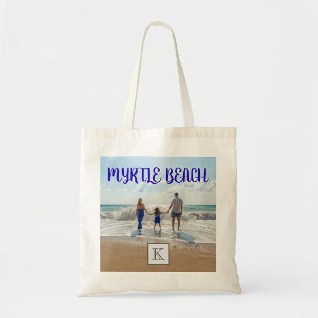 Tote Bag Monogramme Myrtle Beach Souvenir Surf de sable Fam (Devant)