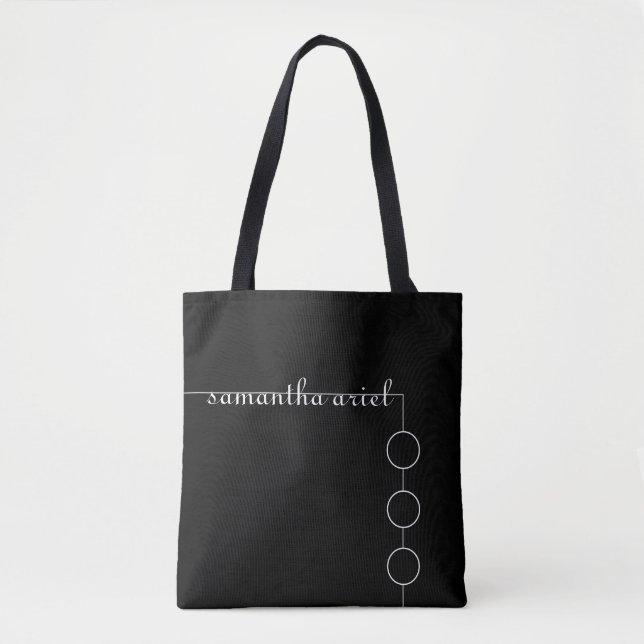 Tote Bag Monogramme noir simple (Devant)