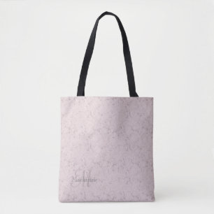 Tote Bag Monogramme Nom personnalisé Design en marbre rose 