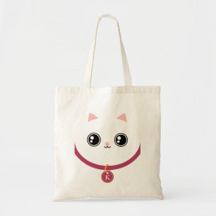 Tote Bag Monogramme nommé fait sur commande de Kawaii Kitty