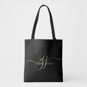 Tote Bag Monogramme or noir