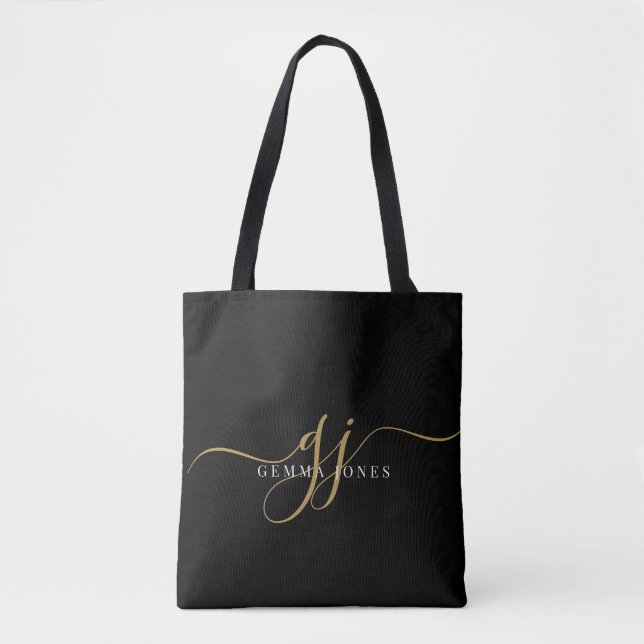 Tote Bag Monogramme or noir (Devant)