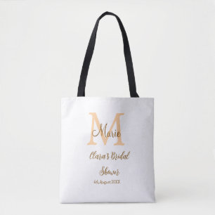 Tote Bag Monogramme orange pour la fête de mariage avec nom