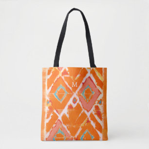 Tote Bag Monogramme   Orange Tribal II