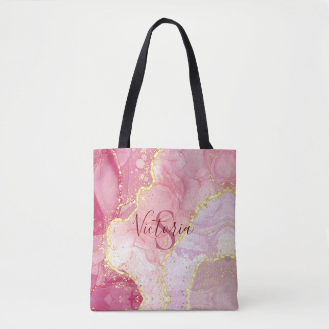 Tote Bag Monogramme Parties scintillant rose (Devant)