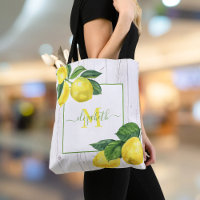 Monogramme pays citrons aquarelle bois rustique