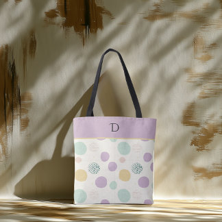 Tote Bag Monogramme personnalisé avec Motif de cercle minim