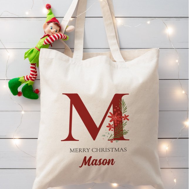 Tote Bag Monogramme personnalisé cadeau de Noël (Créateur téléchargé)