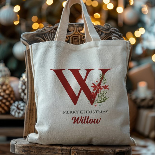 Tote Bag Monogramme personnalisé cadeau de Noël (Créateur téléchargé)