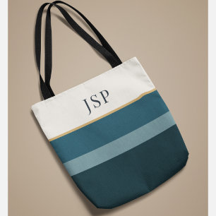 Tote Bag Monogramme Personnalisé Design Élégant Rayé