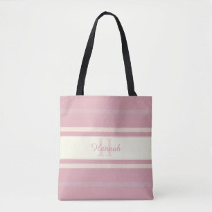 Tote Bag Monogramme personnalisé Élégant rose tendre