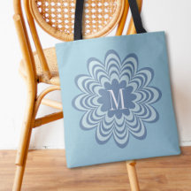 Monogramme personnalisé Fleur bleue Abstraite init