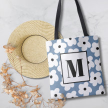 Monogramme personnalisé Fleurs blanches rétro