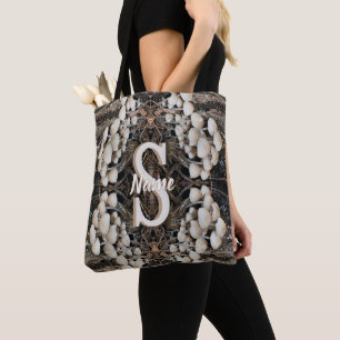 Tote Bag Monogramme personnalisé initial nom Champignons sa