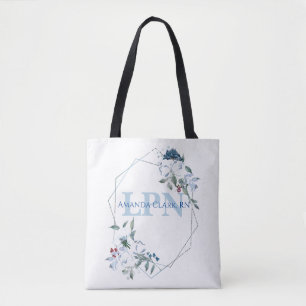 Tote Bag Monogramme personnalisé LPN bleu floral