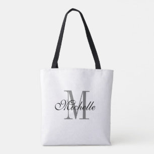 Tote Bag monogramme personnalisé noir et blanc réversible