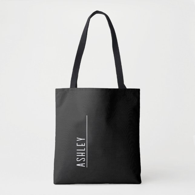 Tote Bag monogramme personnalisé, nouvelle ligne noire mode (Devant)