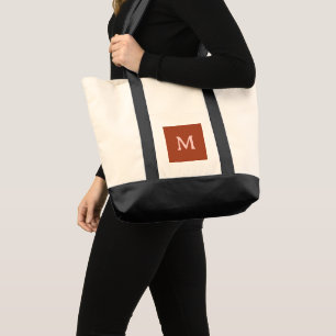 Tote Bag Monogramme personnalisé orange brûlé