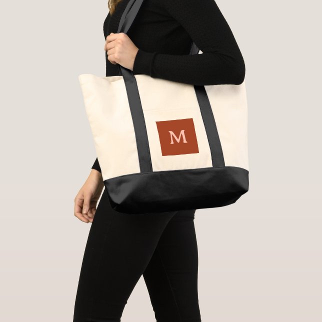 Tote Bag Monogramme personnalisé orange brûlé (Devant (produit))
