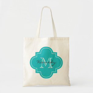 Tote Bag Monogramme personnalisé par turquoise