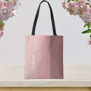 Tote Bag monogramme personnalisé, tri-ton rose, typographie