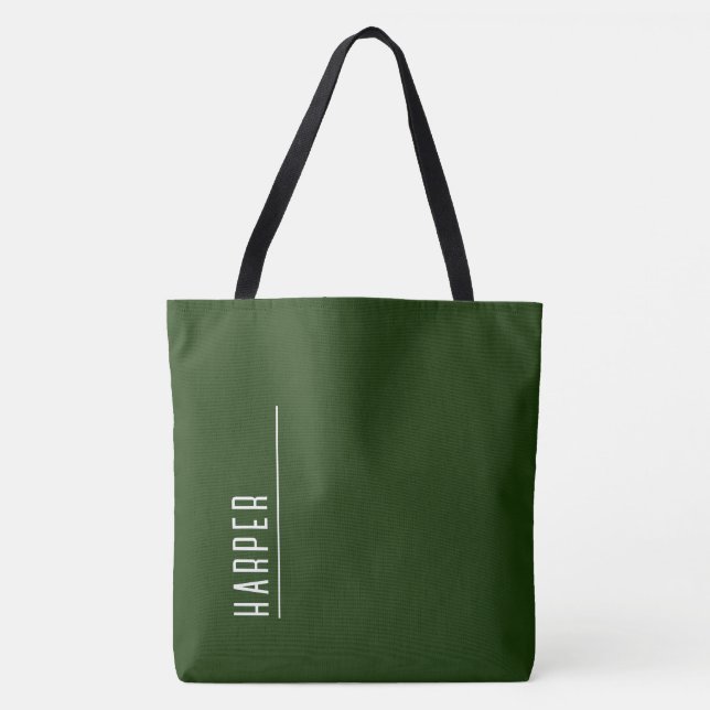 Tote Bag monogramme personnalisé, vert forêt XL (Devant)