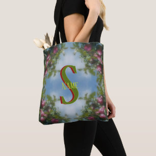 Tote Bag Monogramme personnalisé Votre initiale Nom Pommes 