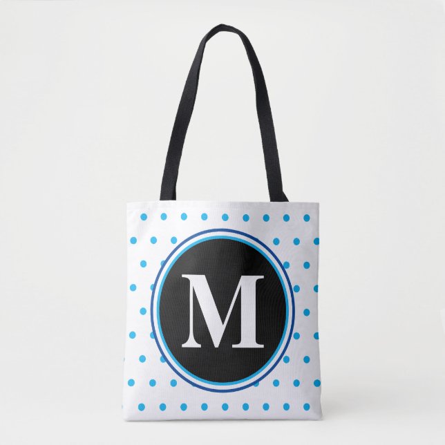 Tote Bag Monogramme Points Bleus Clair (Devant)