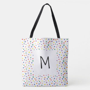 Tote Bag Monogramme Pois arc-en-ciel
