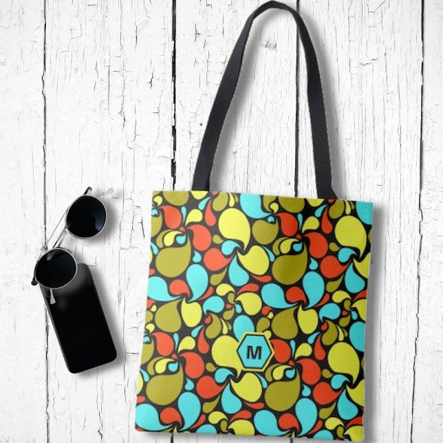 Tote Bag Monogramme Pop Art Paisley (Créateur téléchargé)