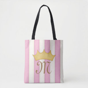 Tote Bag Monogramme Princesse Couronnée de Rayures Victorie
