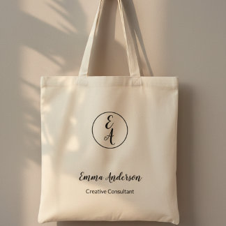 Tote Bag Monogramme Professionnel Moderne Minimaliste