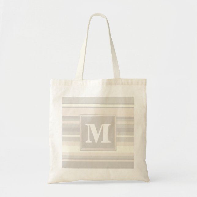 Tote Bag Monogramme rayures beiges (Devant)
