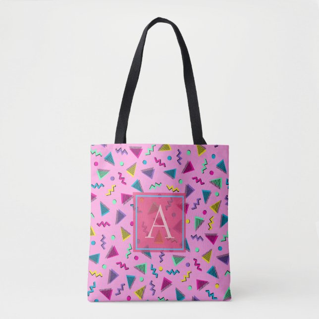 Tote Bag Monogramme rose des années 80 (Devant)