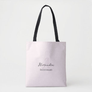 Tote Bag Monogramme rose pâle moderne minimaliste
