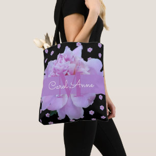 Tote Bag Monogramme rose pivoine Floral violet classique no