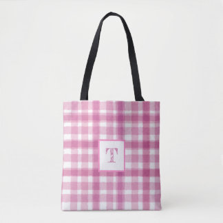 Tote Bag Monogramme rose Plat Personnalisé