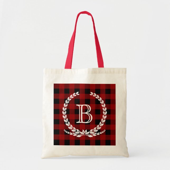 Tote Bag Monogramme rouge de guingan de contrôle de Buffalo