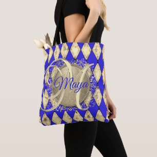 Tote Bag Monogramme Royal Blue et Gold Glam