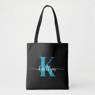 Tote Bag Monogramme sarcelle noir