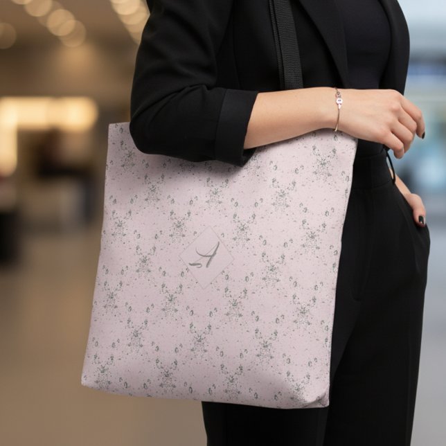 Tote Bag Monogramme simple Elegant Blush Parties scintillan (Créateur téléchargé)