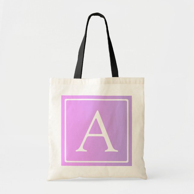 Tote Bag Monogramme simple | Ombre subtil rose/violet (Devant)
