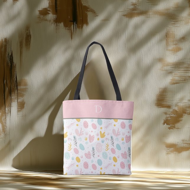 Tote Bag Monogramme sur mesure avec Pastel Botanical Whimsi (Créateur téléchargé)
