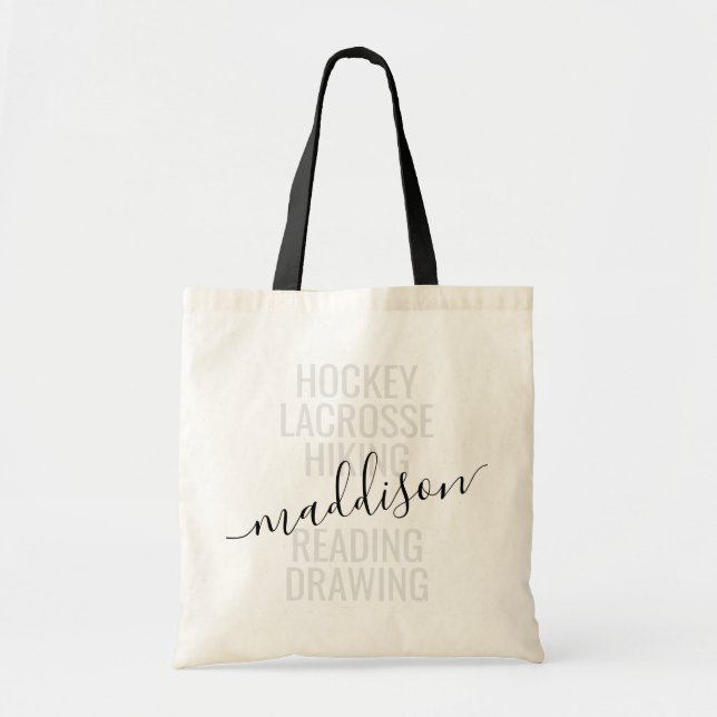 Tote Bag Monogramme tendance Script Sport et loisir (Devant)