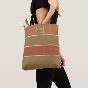 Tote Bag Monogramme Terracotta Brûlé Orange Vert olive